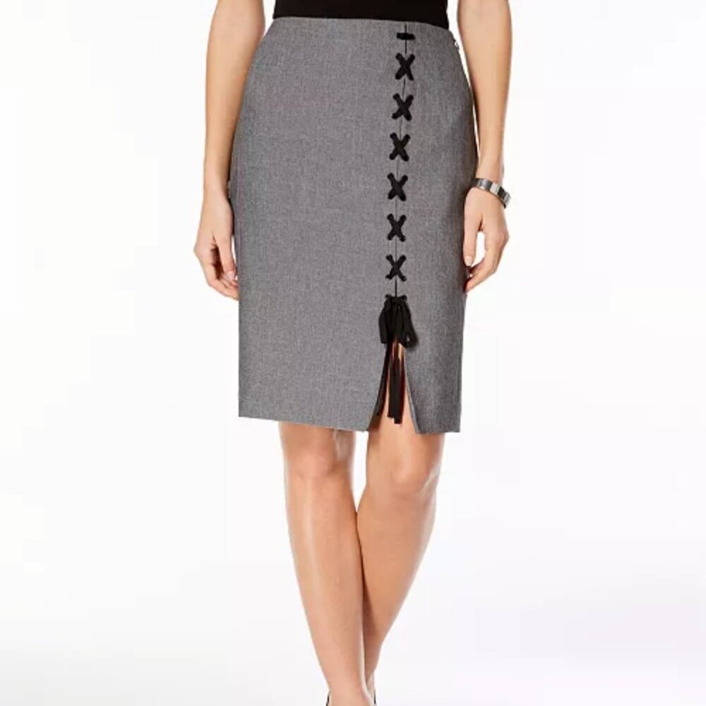 Nine West Lace-Up Asymmetric Skirt